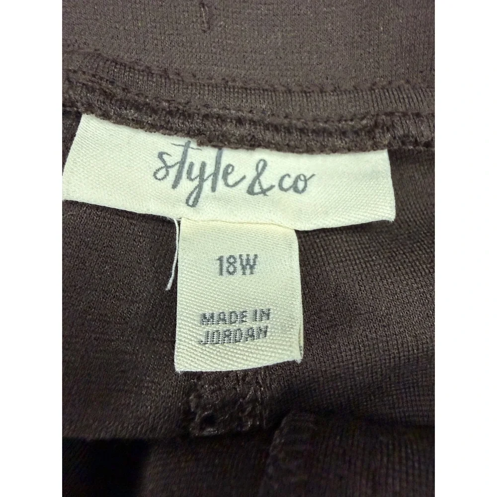 Style & Co Womens 18W Brown Ponte Leggings Mid Rise Comfort Waist Rich Truffle